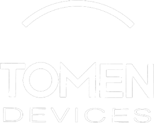 Tomen Devices Corporation logo on a dark background (transparent PNG)
