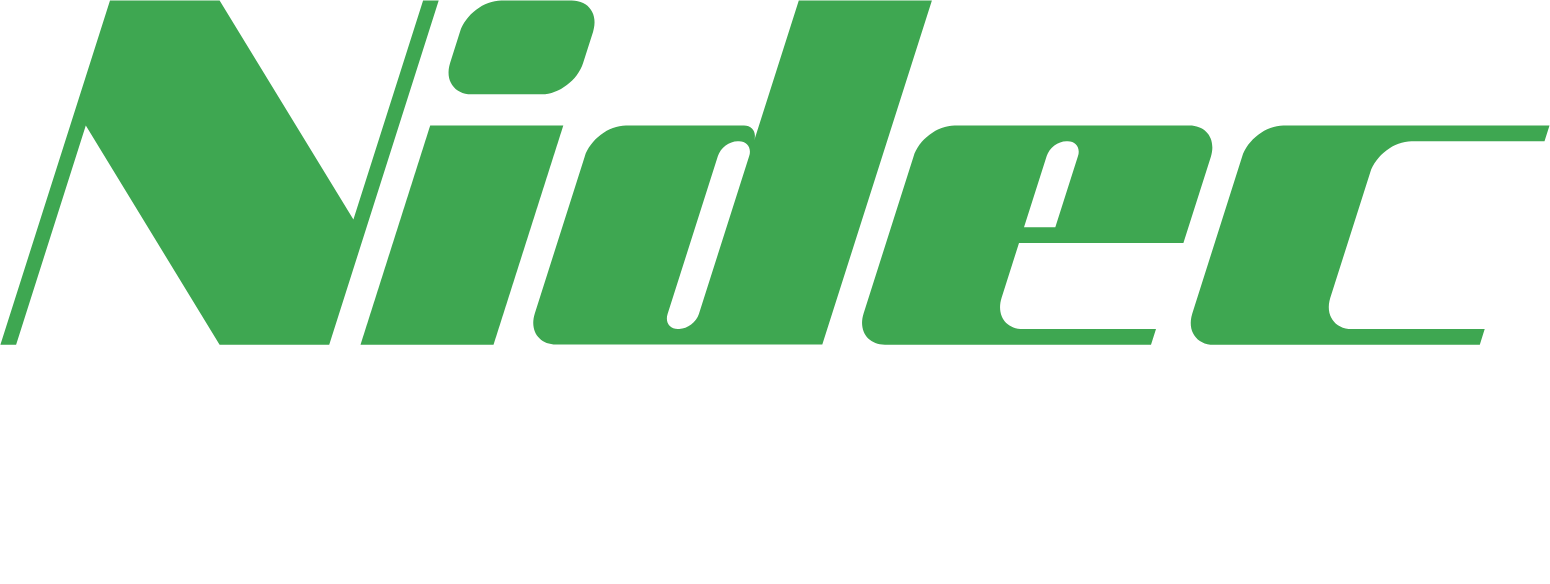 Nidec logo fulle size on a dark background (transparent PNG)
