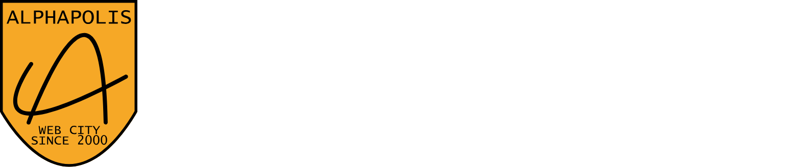 AlphaPolis logo fulle size on a dark background (transparent PNG)