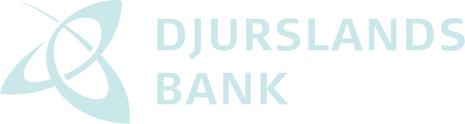 Djurslands Bank A/S logo fulle size on a dark background (transparent PNG)