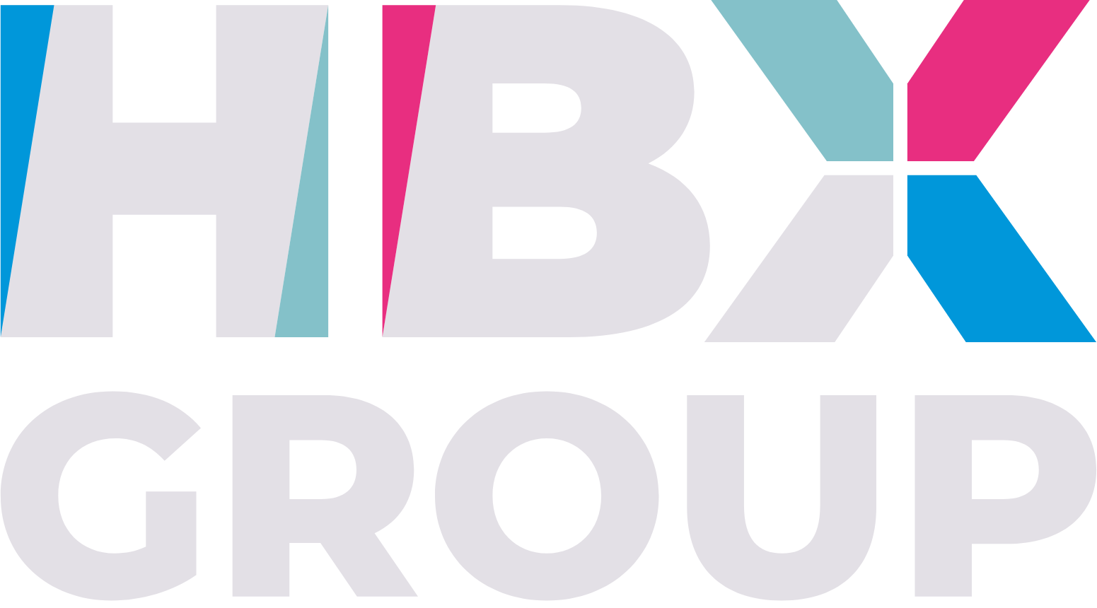 HBX Group International plc Logo groß für dunkle Hintergründe (transparentes PNG)